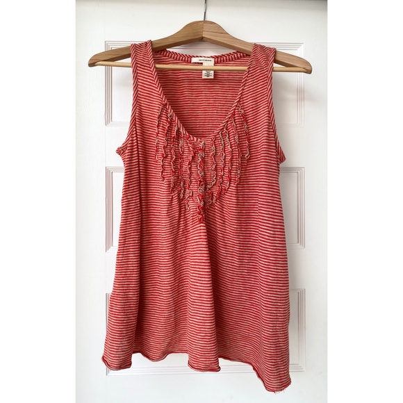 SzSm / DKNY Striped Tank with Ruffles - Picture 1 of 13